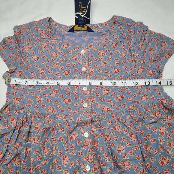 Polo Ralph Lauren Babydoll Dress Button Front Blue Floral Sz 10 Cottagecore NEW - Picture 11 of 11